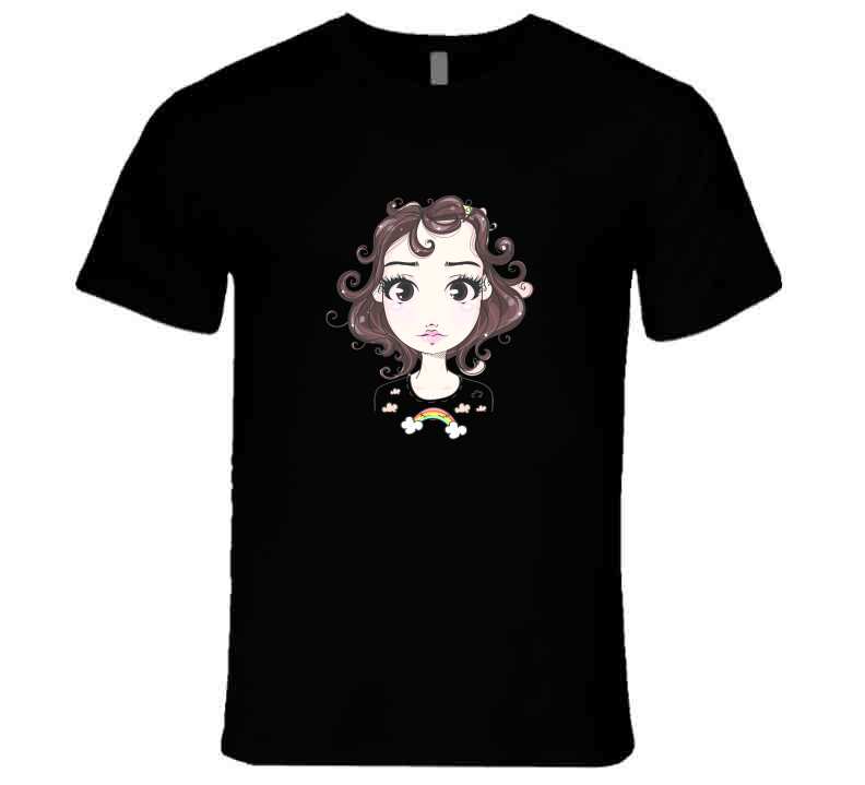 Cute Fashion Teen Girl Little Miss Fashion Girl with Rainbow Cartoon Character