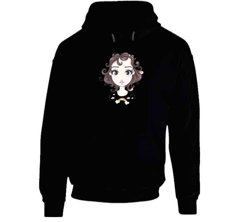 Cute Fashion Teen Girl Little Miss Fashion Girl with Rainbow Cartoon Character