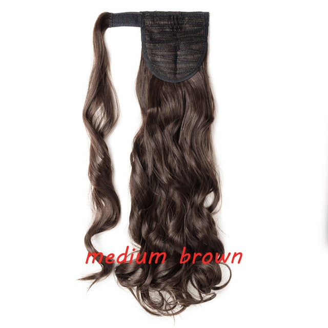 s-noilite 23" Long Curly Clip In Hair Tail False Hair Ponytail Hairpiece With Hairpins Synthetic Hair Pony Tail Hair Extension