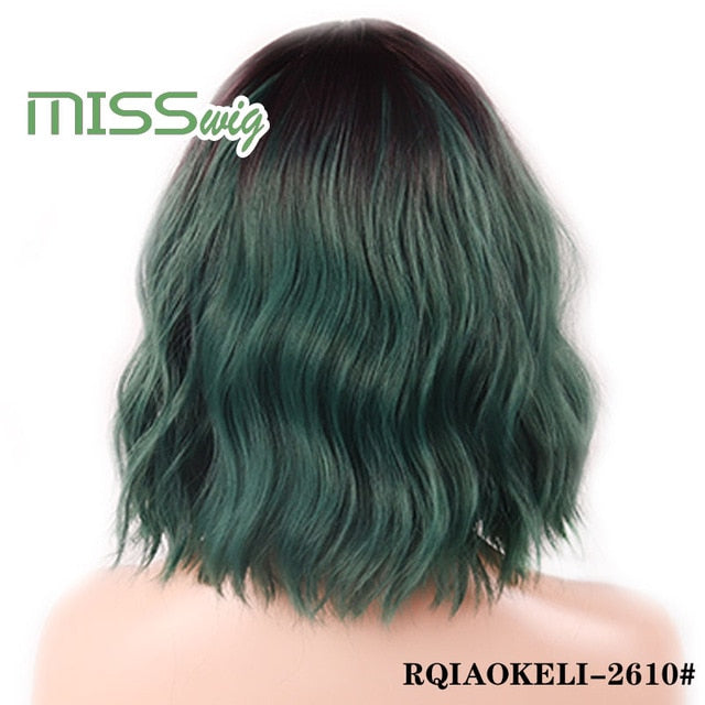 WIG Short Water Wave Synthetic hair Wig for Women Heat Resistant