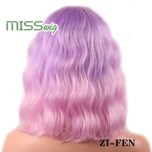 WIG Short Water Wave Synthetic hair Wig for Women Heat Resistant